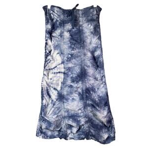 XCVI Maxi Skirt Women XS Blue BohoTie Dye Ruched Peasant Festival Cotton Stretch